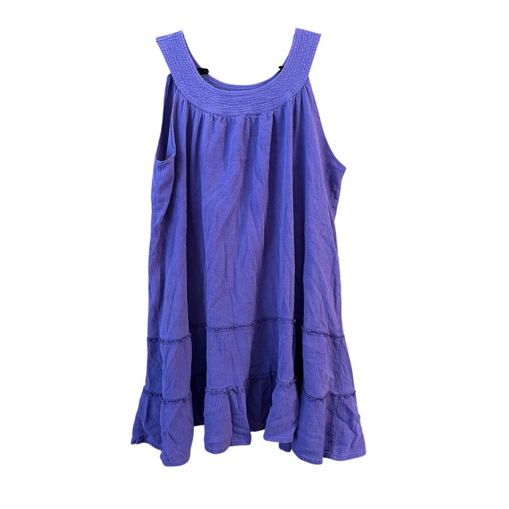 Anthony Richards Women's Plus Size Purple Tiered Crinkle Sundress Dress Size 3X